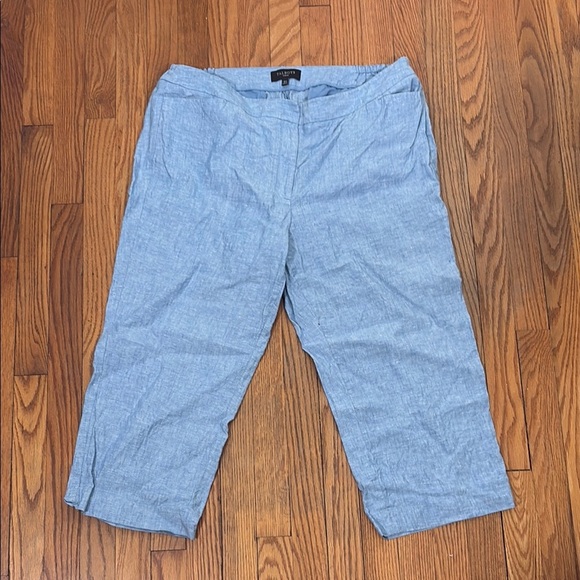Talbots 100% Linen Cropped Pants Blue size 16W - Picture 1 of 8